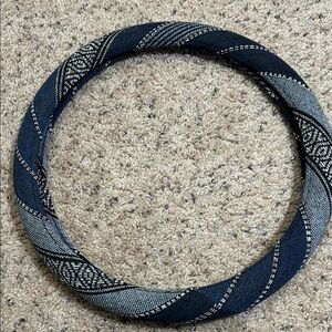 Navy and Gray Patterned Steering Wheel Cover